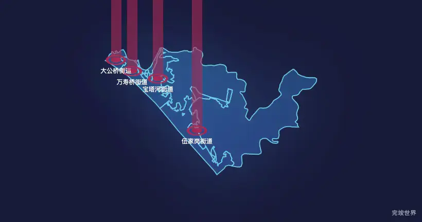 宜昌市伍家岗区GeoJSON地图添加柱状图